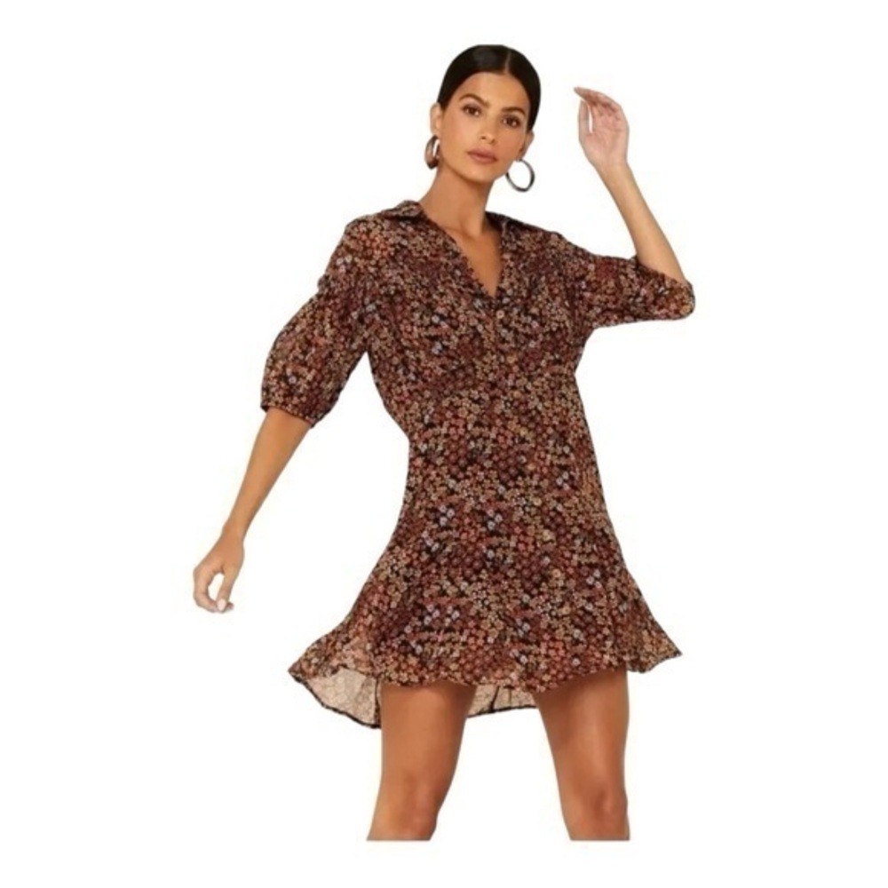 Free People Women's Bonnie Floral Print Mini Dress Size Small Dust Combo